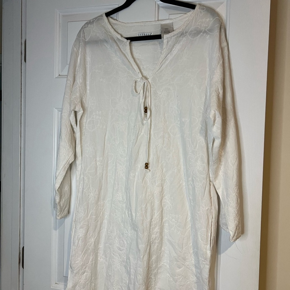 Cypress Soft Cream Cotton Fabric Oversized Cover Up